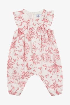 Kız Bebek Çiçek Desenli Kolsuz Coton Tulum