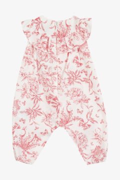 Kız Bebek Çiçek Desenli Kolsuz Coton Tulum