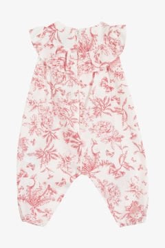 Kız Bebek Çiçek Desenli Kolsuz Coton Tulum