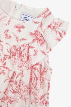 Kız Bebek Çiçek Desenli Kolsuz Coton Tulum