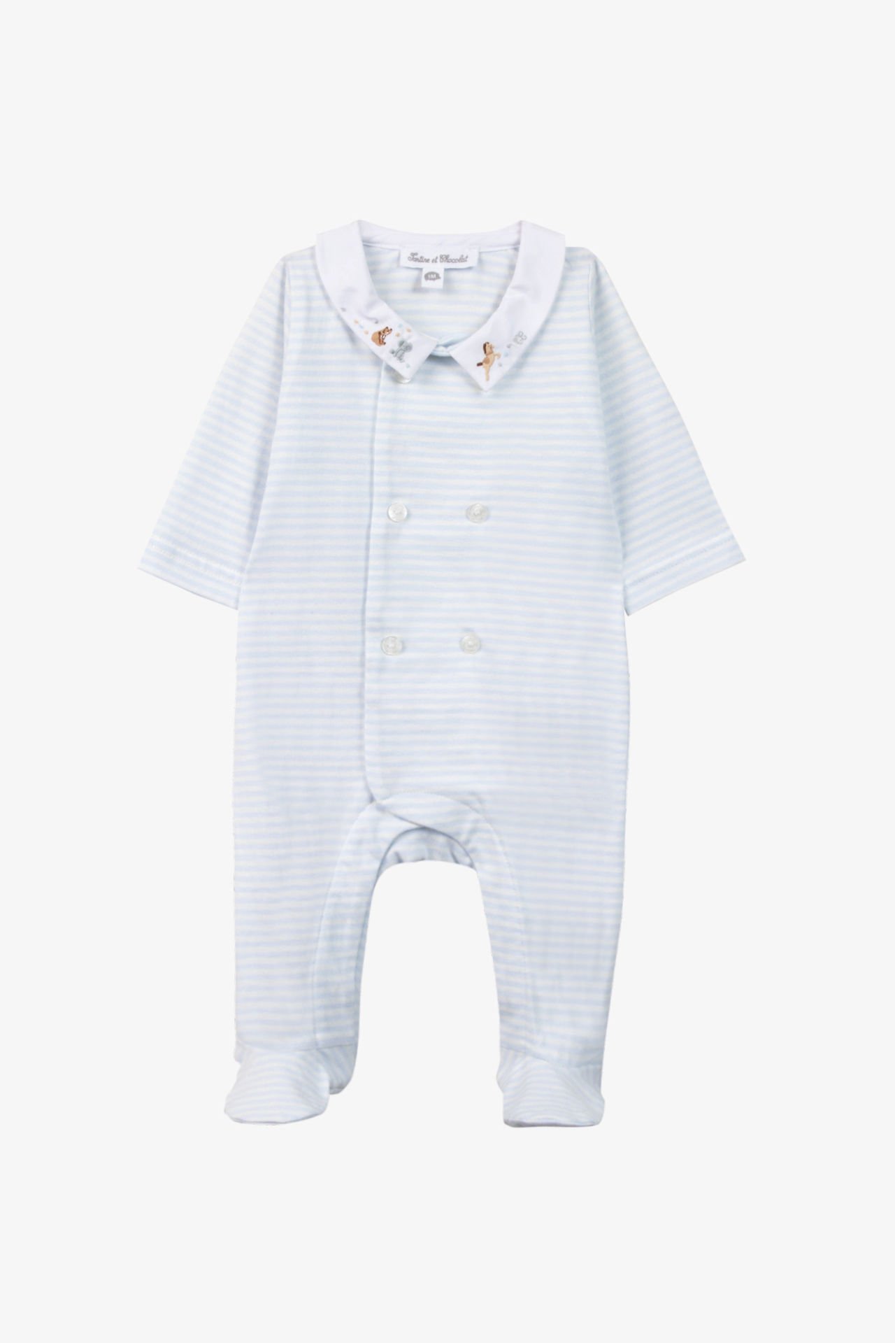 Erkek Bebek Çizgili Coton Tulum