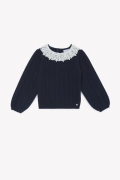 Kız Çocuk Dantel Yakalı Kazak