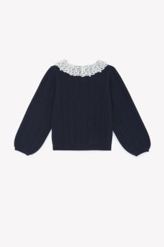 Kız Çocuk Dantel Yakalı Kazak