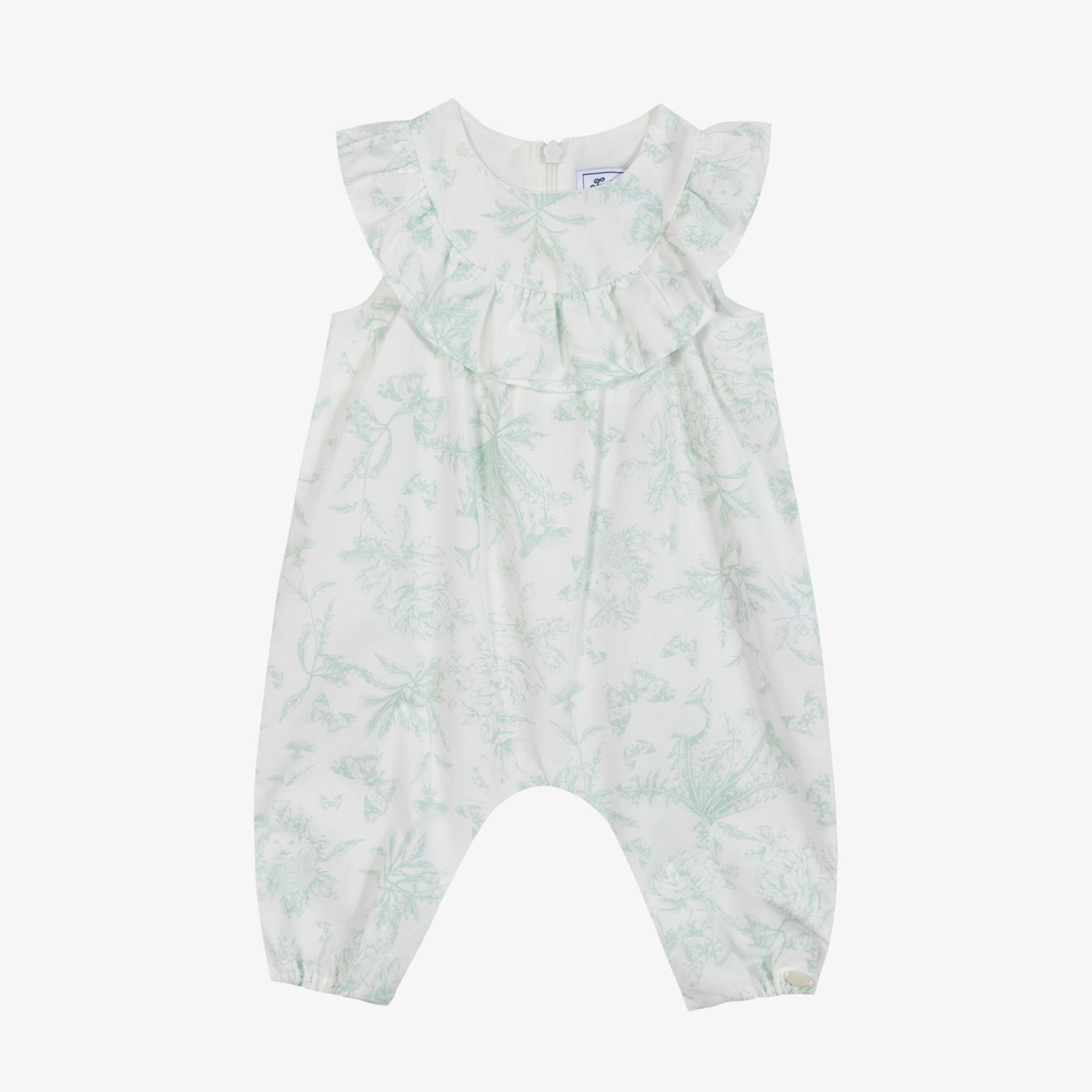 Kız Bebek Çiçek Desenli Kolsuz Coton Tulum