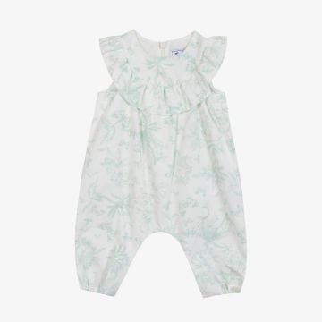 Kız Bebek Çiçek Desenli Kolsuz Coton Tulum