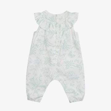 Kız Bebek Çiçek Desenli Kolsuz Coton Tulum