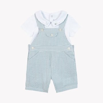 Erkek Bebek Çizgili Salopet + Body Takım