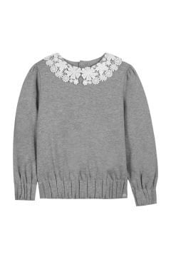 Kız Çocuk Dantel Yakalı Sweatshirt