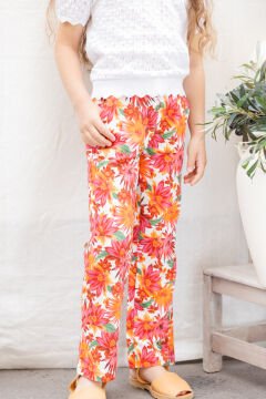 Kız Çocuk Çiçek Desenli Pantalon