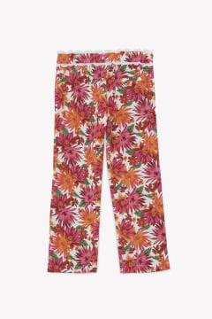 Kız Çocuk Çiçek Desenli Pantalon