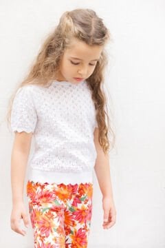 Kız Çocuk Triko Kazak Beyaz