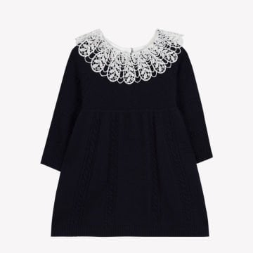 Kız Bebek Dantel Yakalı Triko Elbise