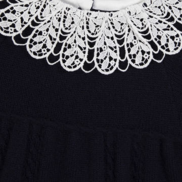 Kız Bebek Dantel Yakalı Triko Elbise