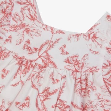 Kız Bebek Çiçek Desenli Yarım Kol Elbise