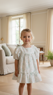 Kız Bebek Çiçek Desenli Yarım Kol Elbise