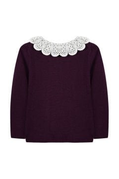 Kız Çocuk Dantel Yakalı Kazak