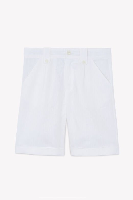 Erkek Çocuk Keten Şort Beyaz