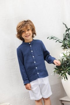 Erkek Çocuk Keten Şort Beyaz