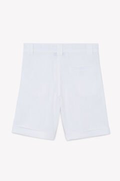 Erkek Çocuk Keten Şort Beyaz
