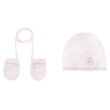 Kız Bebek Tavşanlı Şapka+Eldiven Set