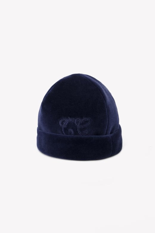 Kadife Bebek Şapka Toile de Jouy Marine