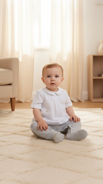 Erkek Bebek Polo Yaka Kadife Tulum