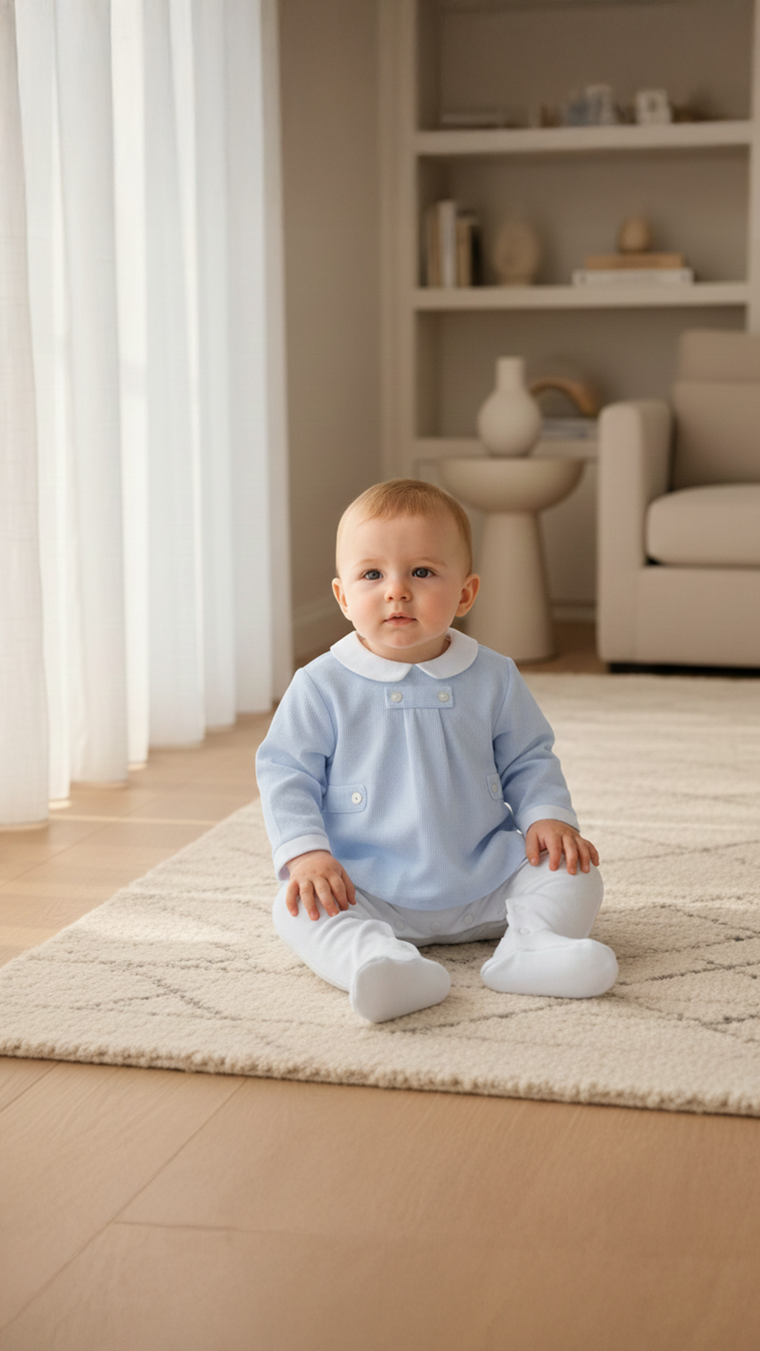 Erkek Bebek Polo Yaka Kadife Tulum